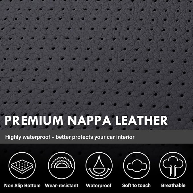 Coverado Chevy Silverado Seat Covers, Faux Leather Seat Covers Fit for Chevy Silverado GMC Sierra 2007-2026 1500, 2015-2026 2500HD 3500HD Crew Double Extended Cab (Front,Blueline)