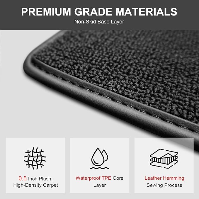IKABEVEM Superior Carpet Floor Mats for 2020-2026 Cadillac CT5, All-Weather Waterproof Anti-Slip
