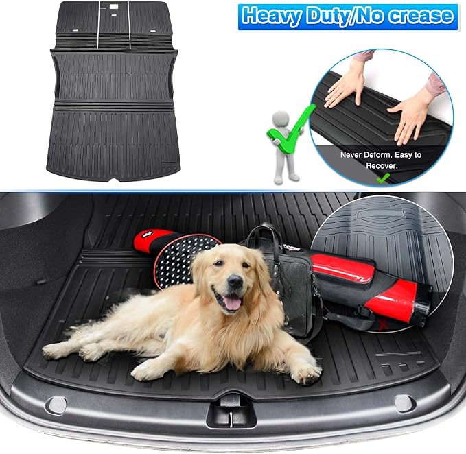 Cargo Liner Fits for Tesla Model Y 2020-2024 2025 5-Seat (Not for 7 Seat) All Weather Back Seat Cover Trunk Cargo Mat for Model Y Accessories (with Backrest Mat)