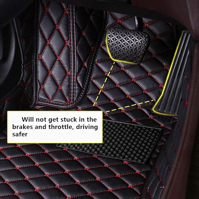 Custom Fit Car Floor Mats - Full Coverage Automotive Leather Floor Liners for Most Vehicles by MingyunSM (Wine red)