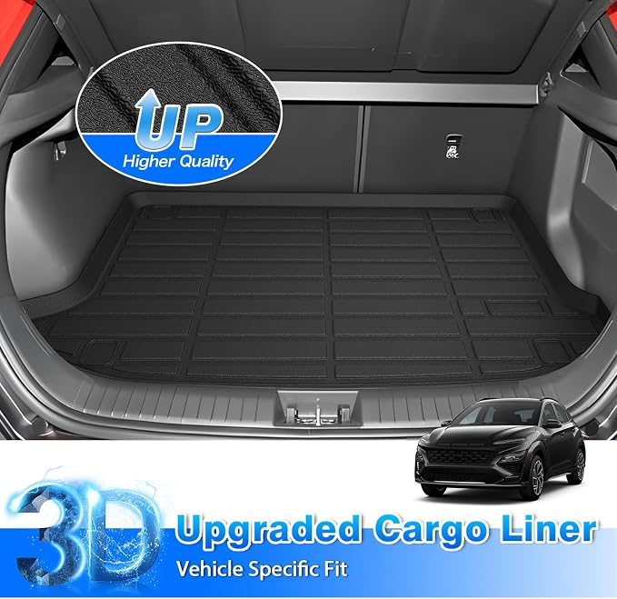 Cartist Cargo Liner Fits for Hyundai Kona 2018-2023/Kona N 2022-2023/Kona Electric 2019-2023, All Weather Rear Cargo Trunk Mat for Kona Accessories