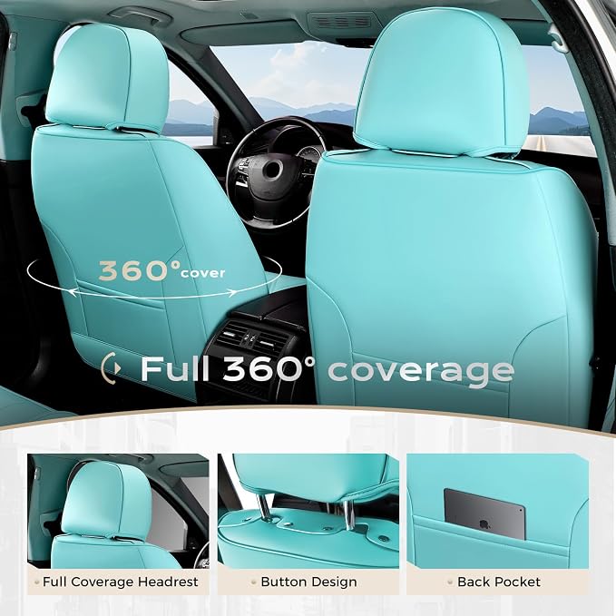 Coverado Car Seat Covers, Seat Covers for Cars, Waterproof Leather Auto Seat Protectors, Leather Car Seat Cushion, Car Interiors Accessories Universal Fit for Most Cars