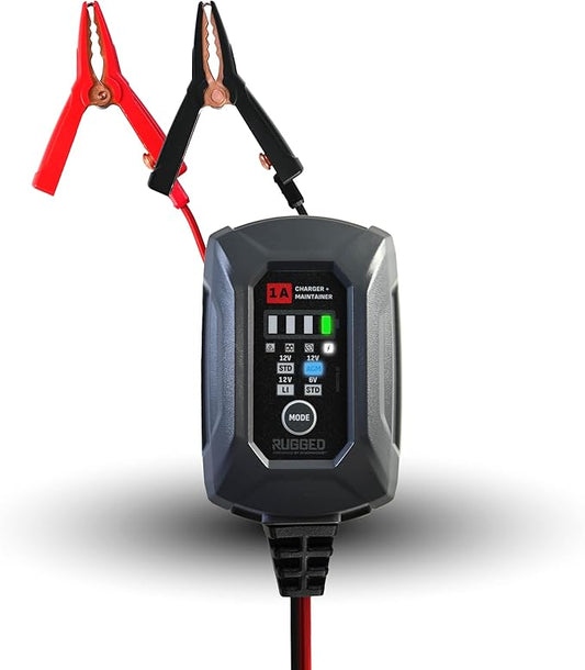 Schumacher Electric Rugged 1A Car Battery Charger and Maintainer, 3-in-1 Solution, for 6V/12V Power Sport, Automotive, and Marine Batteries, SC1677
