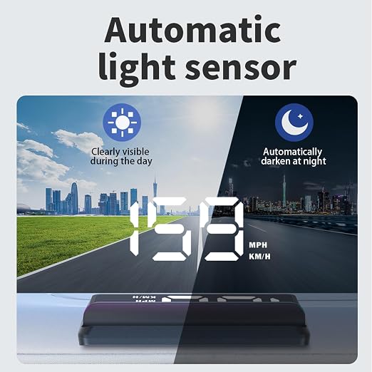 AZIJYV W2 White Heads Up Display for Cars Digital Speedometer for Car Speedometer for Car with Speed, Triple Over-Speed Alarm, Auto Light Sensor, HUD Speedometer Universal Fit for All Vehicles