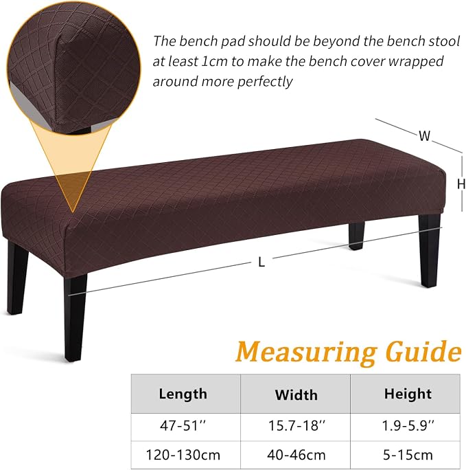 Fuloon Waterproof Dining Bench Cover, Removable Bench Slipcover Washable Bench Seat Protector Cover for Living Room, Bedroom, Kitchen (Chocolate)