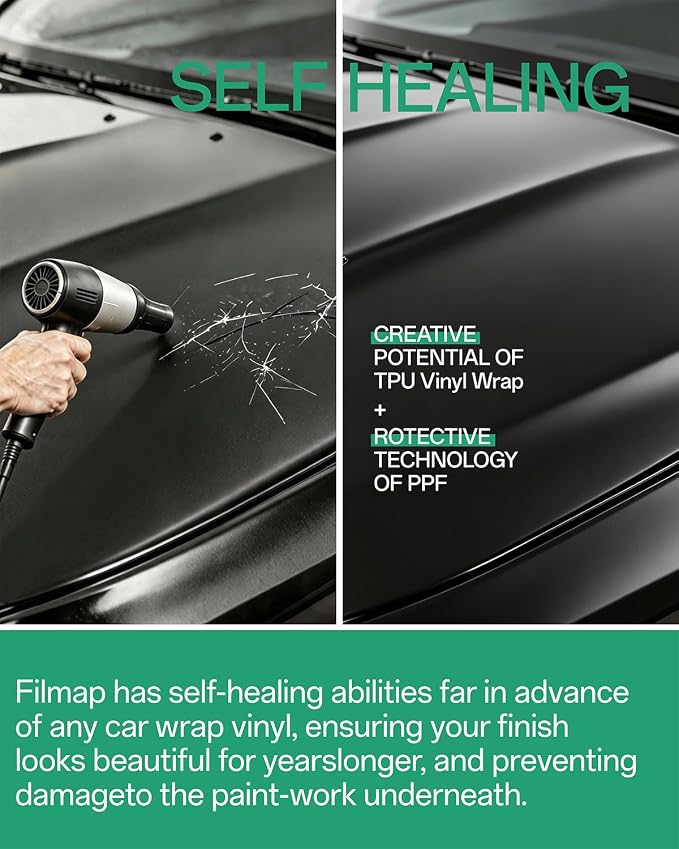 PPF, Dry Apply TPU PPF Vinyl Car Wrap Roll 1ft x 5ft, Paint Protection Vinyl Film (Midnight Black)