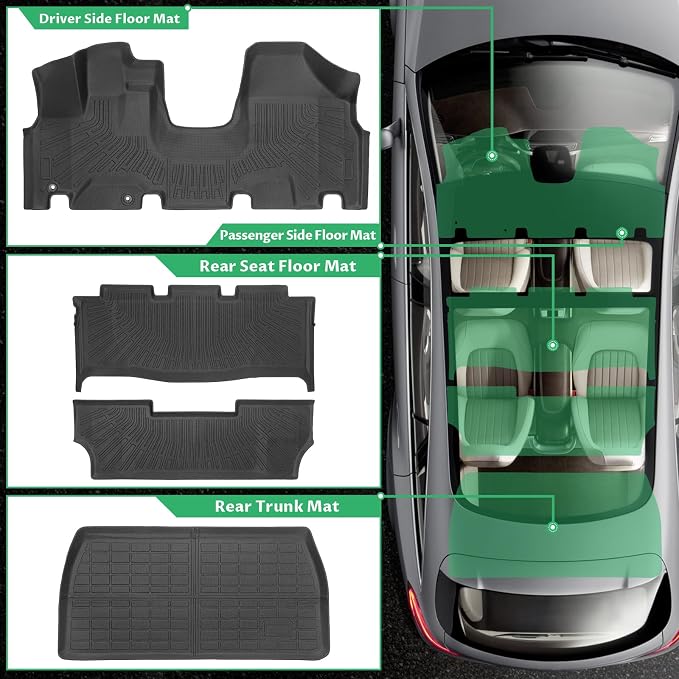 Floor Mats for Honda Odyssey 2005 2006 2007 2008 2009 2010 2011,Odyssey Floor Mats&Cargo Liner, All Weather Protection TPE, Anti-Slip Floor Liner Compatible with Honda Odyssey 1st&2nd&3Row Accessories