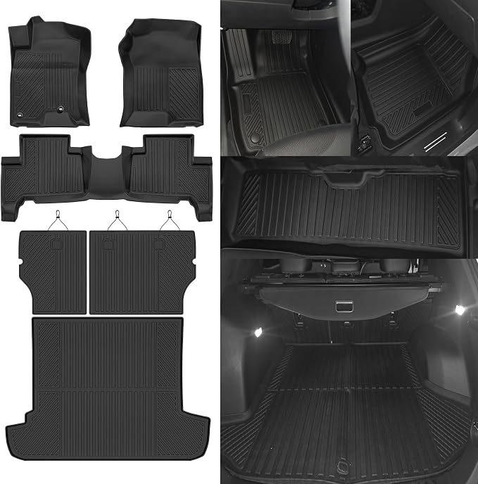 Custom Fit Floor Mats for Toyota 4Runner 2003-2009 | All Weather TPE Floor Liners with Trunk Mat & Backrest Protectors | Odorless Full Set Interior Accessories