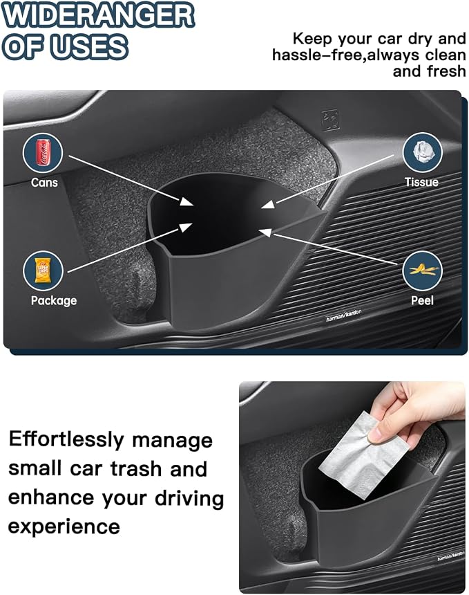 Ruiya Door Trash Can Compatible with 2026 Subaru Outback All Trims Driver Side Left Door Pocket Silicone Garbage Bin 2026 Outback Accessories Organizer Wastebasket