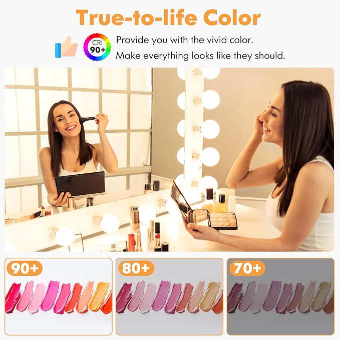 Brightever G25 LED Light Bulbs 60 Watt Equivalent, 2700K Warm White LED Globe Light Bulbs with E26 Base for Bathroom, 5W Round Light Bulb for Vanity Mirror, CRI90+, 600LM, Non-Dimmable, 4-Pack
