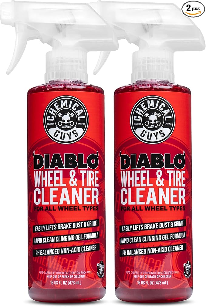 Chemical Guys, Diablo Brake Dust & Wheel Cleaner Spray for Rims, 2 x 16 oz | pH-balanced spray lifts brake dust and road grime from wheels, rims and tires, safe on all wheel finishes