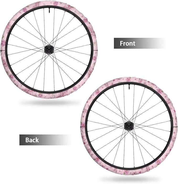Wheelchair Wheel Covers Breast Cancer Awareness with Elastic Band | Floral Pink Ribbon, Wear-Resistant Wheelchair Tire Cover Protectors to Protect Floors Carpets(Fits 24 Inches Wheels)