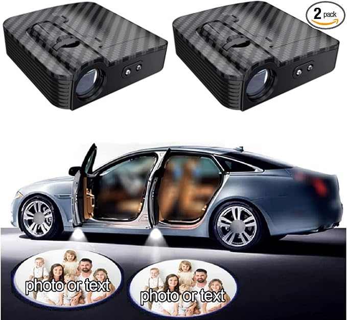 Customized Car Door Projector Lights, Personalized Logo Carbon Fibre Car Door Lights LED Lights (2Pcs)