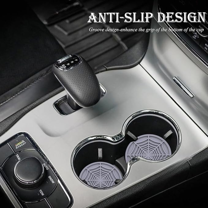 2PCS Car Cup Holder Coasters, 2.75 Inch Universal Non-Slip Insert Water Bottle Holder Pads, Car Interior Accessories Sets (Gray)