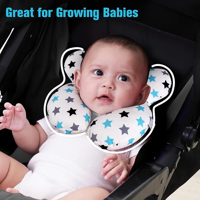 KAKIBLIN Baby Travel Pillow, Upgraded Baby Neck Pillows for Car Seat, Infant Neck Support Pillow for Head and Neck,Newborn Head Support for Car Seat,Pushchair