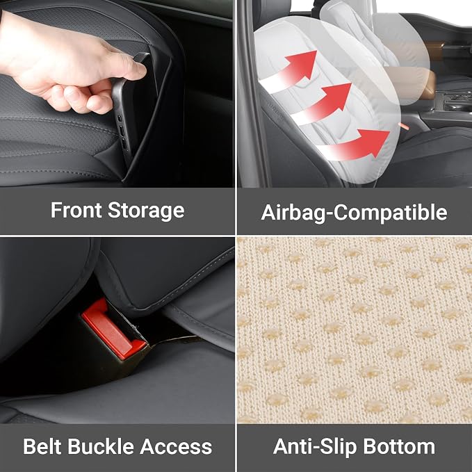 Coverland Custom Truck Car Seat Covers Full Set for [2004-2007 F-250 F-350 Super Duty Crew Cab Captain Seats]- Protector Water Resistant Leather Memory Form Back Support [Full Set-Dark Gray]