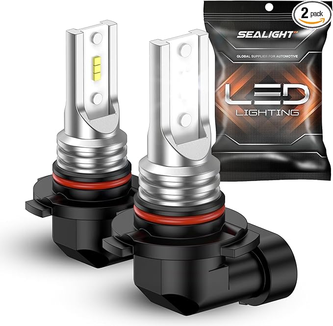 SEALIGHT 9145 H10 LED Fog Light Bulbs, 400% Brighter 6500K White 1:1 Mini Size H10 LED Fog Lights, Strong Penetration 9145 9140 Fog Light Bulb, Pack of 2
