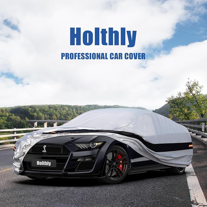 10 Layers Car Cover Custom fit for Ford Mustang/Shelby (1964-2024) Waterproof All Weather for Automobiles, Outdoor Full Cover Rain Sun UV Protection.Silver