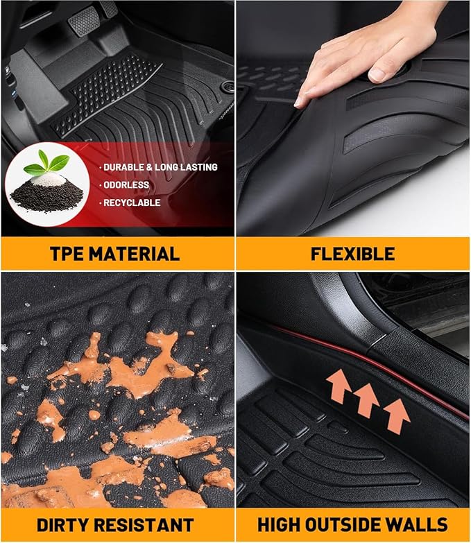 Car Floor Mats Replacement for Toyota Camry 2012-2017 Protection All Weather Custom Fit Waterproof Carpets Heavy Duty Durable Accessories Odorless Liners Front & Rear Black