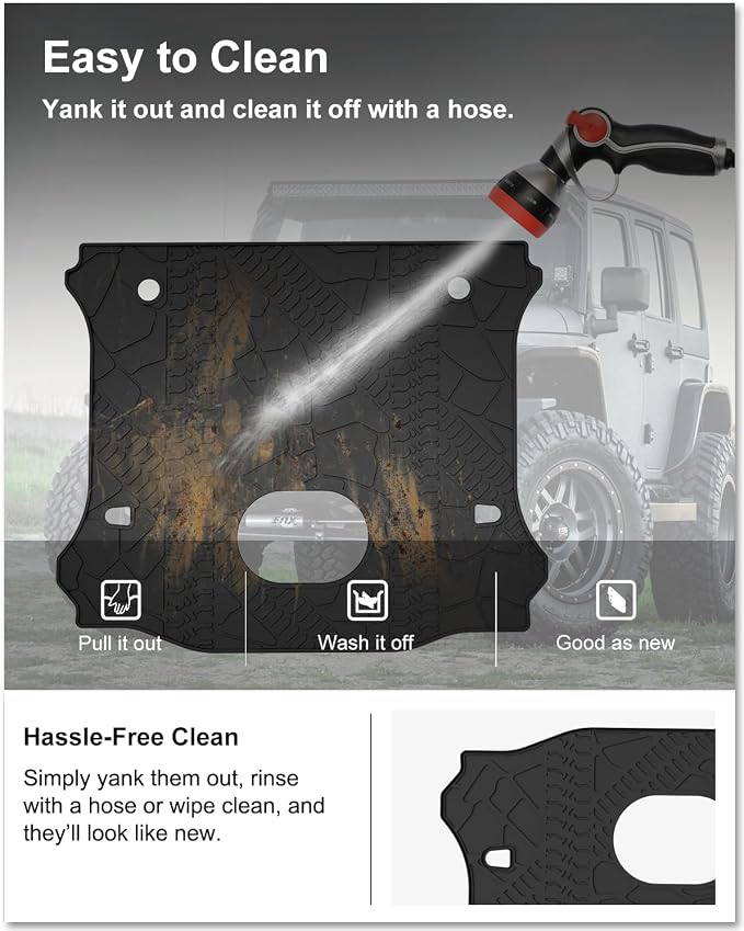 Kiwi Master Cargo Mat for 2015-2018 Jeep Wrangler JK with Center subwoofer | OEM Replacement 82214404, Custom Fit All Weather Rear Cargo Liner, Heavy Duty TPE Tray Trunk Mat, Black