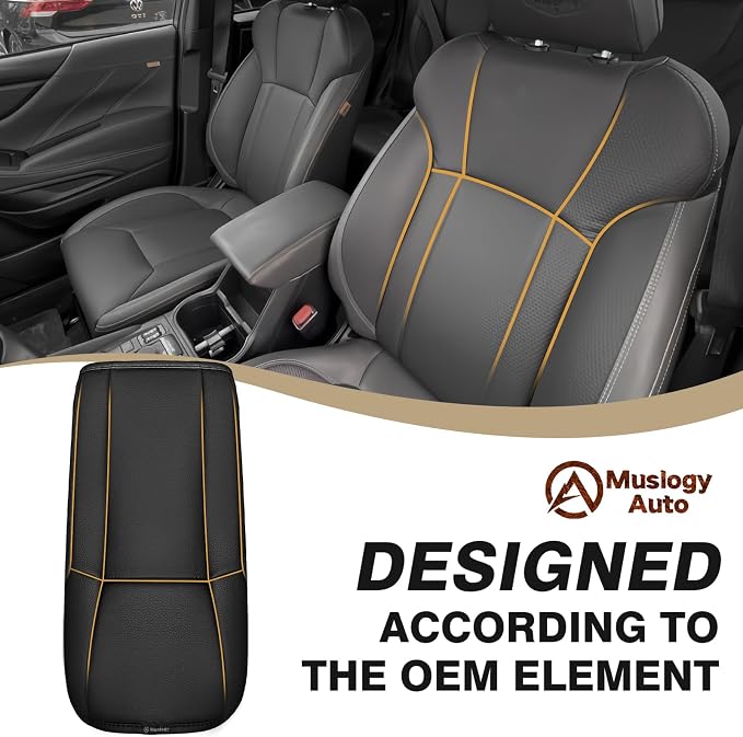 Muslogy Center Console Armrest Cover Fit for Subaru Forester 2019-2024 Accessories, Comfort Armrest Pad Console Lid Cushion Vegan Leather Regular Thick