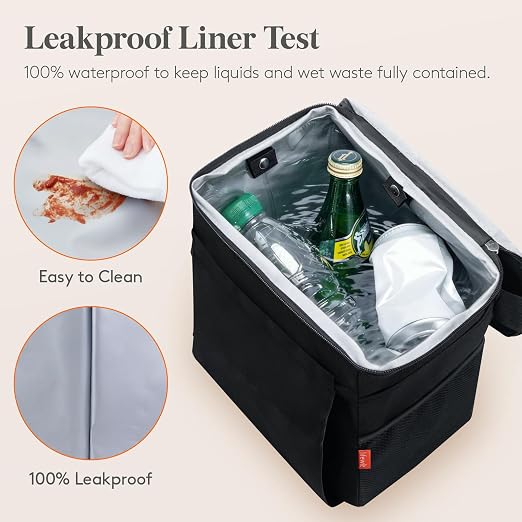 Lifewit Car Trash Bin, 2 Gallon Leakproof Waterproof Vehicle Garbage Can with Lid & Tissue Holder, Car Interior Organizer for Front/Back/Console, Automotive Accessory, Black