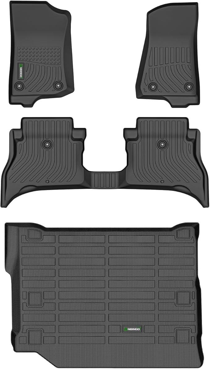 ANBINGO®Fit for Jeep Wrangler 4xe Floor Mats 2021-2026 4 Door (Not JL/JK) for Wrangler All Weather Mats for Wrangler TPE Car Matt Rugs for Wrangler Rubber Trunk Carpet