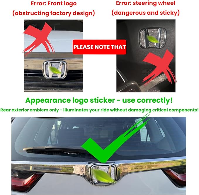 Bling Crystal Rear Logo Sticker for Honda Civic Accord 2018-2022 | Compatible with Honda Civic Accord 2018-2022 rear logo only, not steering wheel or front emblem. ABS rhinestone decal