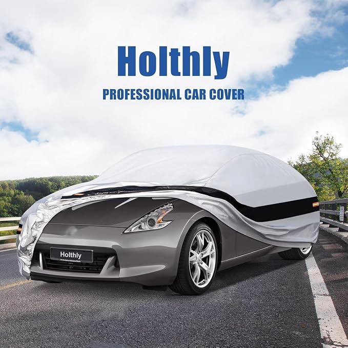 10 Layers Car Cover Custom Fit for Nissan 350Z 370Z Z (2002-2026), Waterproof All Weather for Automobiles, Outdoor Full Cover Sun Dust Rain Protection with Cotton. Silver