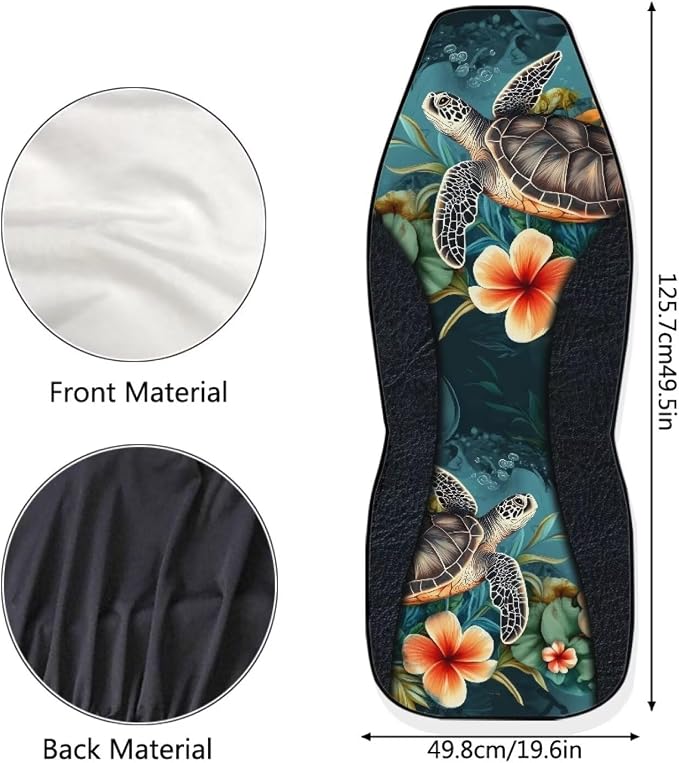 Hawaii Turtle Car Front Seat Cover Set Floral Automotive Car Interior Covers Full Wrapping Edge Seat Cover for Full Back and Seat Universal Fits Most Vehicles,Trucks,SUVs,Vans,Set of 2