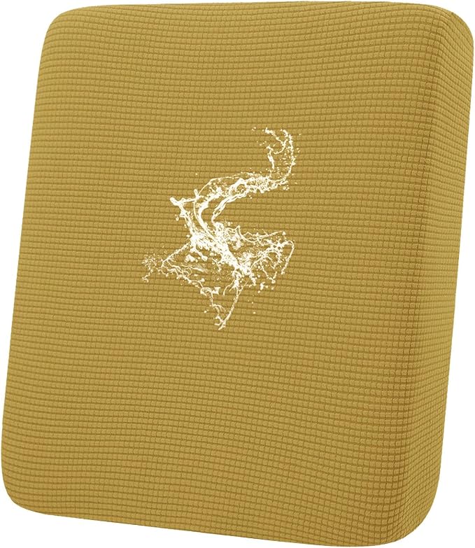 hyha Waterproof Couch Cushion Covers for Pets, Non Slip Sofa Cover for Dogs Washable, Soft Thick Stretch Jacquard Fabric, Sofa Slipcovers with Elastic Bottom (1 Piece for Backrest M, Ginger Yellow)