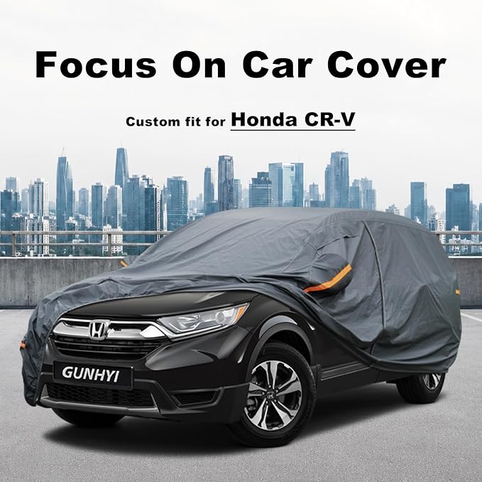 GUNHYI Premium Car Cover Custom Fit Honda CRV CR-V (1995-2026), 16 Layers Heavy Duty Car Cover Waterproof All Weather with Zipper Door for Sun Rain Snow Dust Uv Protection