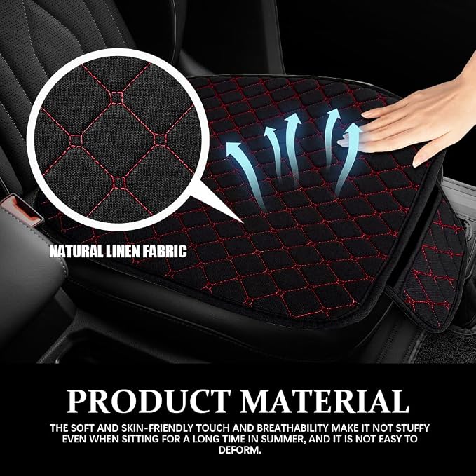 Leather Front Car Seat Cover, Anti-Slip Car Seat Bottom Covers, Full Wrapped Bottom Seat Protectors with Storage Pocket, Universal Comfortable Seat Cushion Fit Vehicles SUVs Trucks (K2-Black Red)