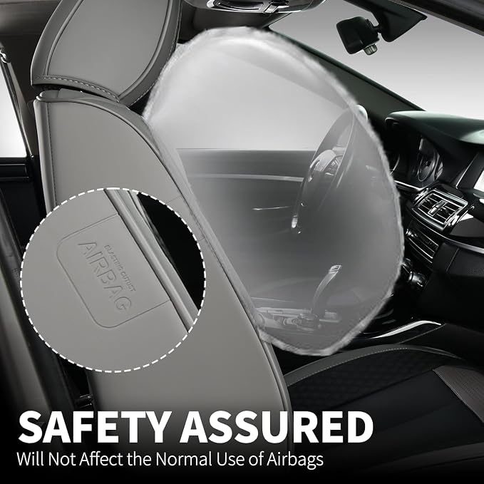 FLORICH Full Set Car Seat Covers 5pcs, Breathable Waterproof Nappa Leather Seat Covers, Gary Seat Covers, Automotive Interior Cover Universal for Cars SUV Truck Sedan - Gary&Black
