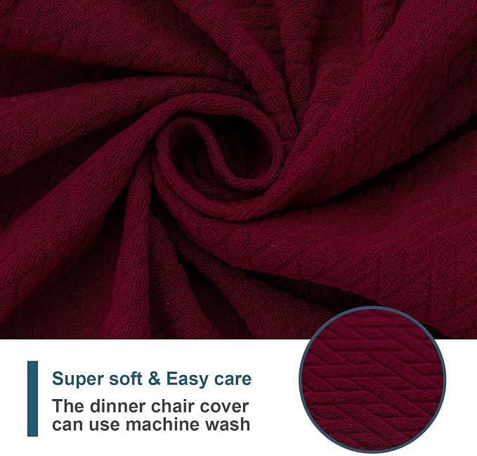 Genina Waterproof Seat Covers for Dining Room Chair Covers Waterproof Dining Chair Covers (4 PCS-Rear-gapped, Wine Red)