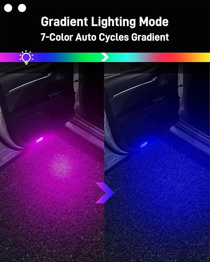 7 Color Car Door Welcome Lights,Car Puddle Light, Footwell Lamp Trunk Lights Compatible with Tesla Model 3 Model S Model Y Model X,2PACK