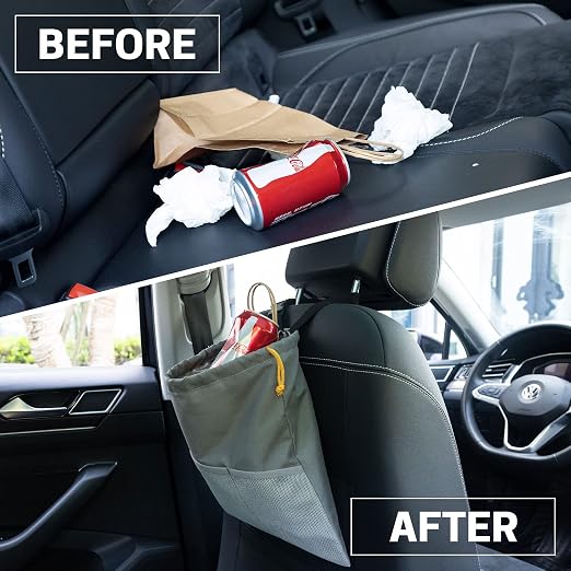GNEGNI 2PCS Hanging Car Garbage Can - Waterproof Leakproof Trash Bag | Car Trash Can with Durable Leakproof Lining, Keeps Vehicle Clean and Neat
