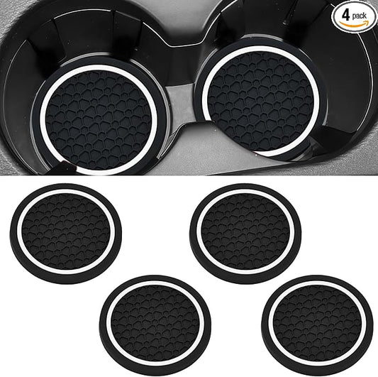 4PCS Car Cup Holder Coasters, 2.75 Inch Non-Slip Insert Water Bottle Holder Pads, Dustproof Automotive Interior Accessories Mat, Universal for Vehicles, Trucks, RVs and More (White)