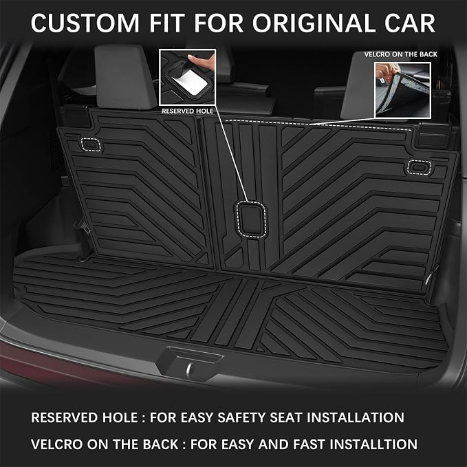KARPAL Floor Mats for Toyota Highlander 2020-2026 7-Seats (NOT Fit Grand Highlander), Custom Fit All Weather TPE Floor Liners, 1st & 2nd Row & Cargo & Backseat Mat, Highlander Accessories