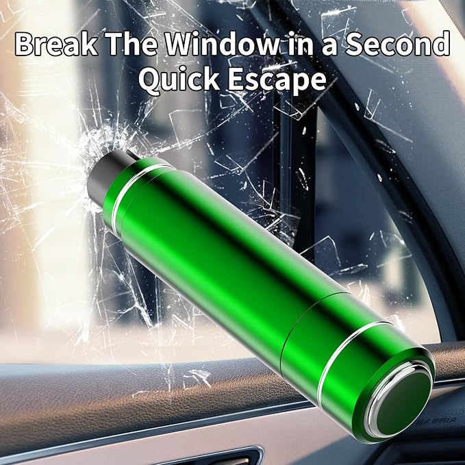 HHXS Car Glass Breaker and Seatbelt Cutter 4 Pack,Car Window Breaker Tool,Portable Car Safety Hammer Escape Hammer with Tempered Glass Sample Universal Safe Hammer Emergency Hammer for Car(Green)