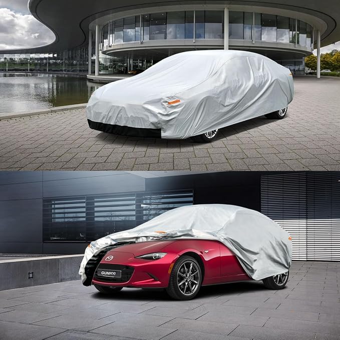 GUNHYI 6 Layers Car Cover Custom Fit Mazda MX-5/Miata, BMW Z3, Chrysler Crossfire, Honda S2000, Waterproof All Weather, Full Exterior Covers Sun Rain UV Protection, Length Up to 163 Inch.