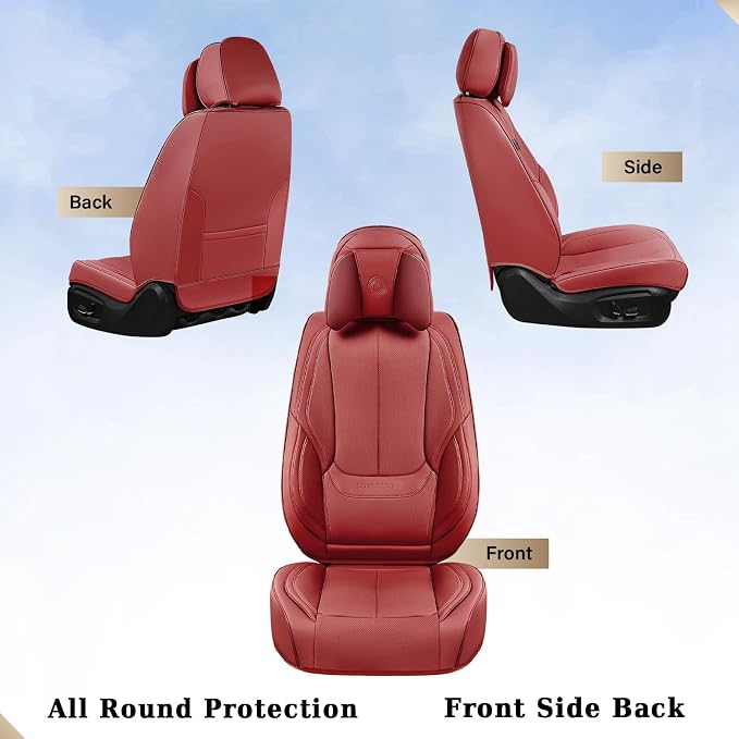 Coverado Car Seat Covers, Seat Covers for Cars, Waterproof Leather Auto Seat Protectors, Leather Car Seat Cushion, Car Interiors Accessories Universal Fit for Most Cars