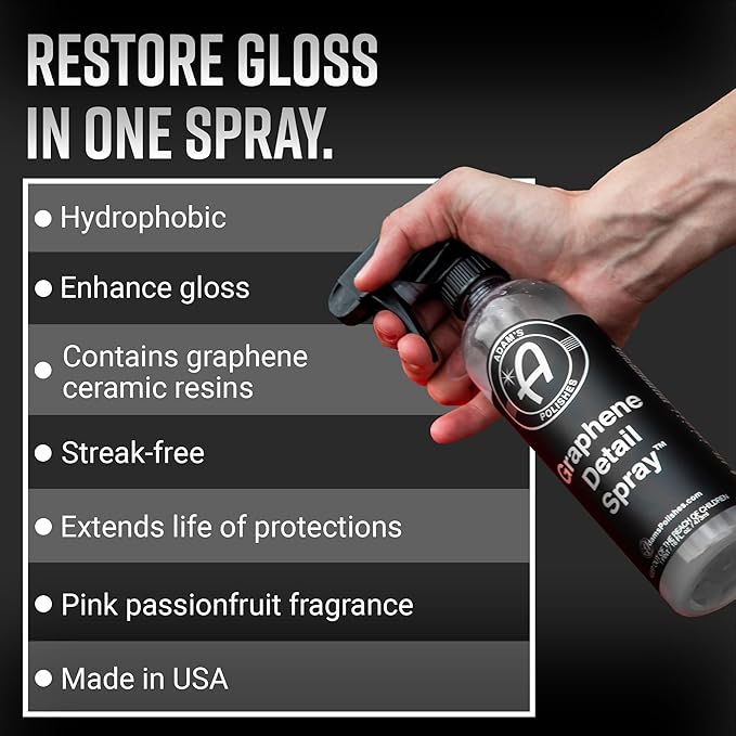 Adam's Polishes Graphene Detail Spray (5 Gallon) - Extend Protection of Waxes, Sealants, & Coatings | Waterless Detailer Spray For Car Detailing|Clay Bar, Drying Aid, Add Ceramic Graphene Protection