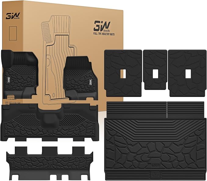 3W Floor Mats & Cargo Liner & Seat Back Mats for 2025 2026 Ford Expedition Max Bench Seating 8 Seats, All Weather for 2025 2026 Ford Expedition Max (Not fit 7 Seats) Full Set Floor Mats (Only MAX)