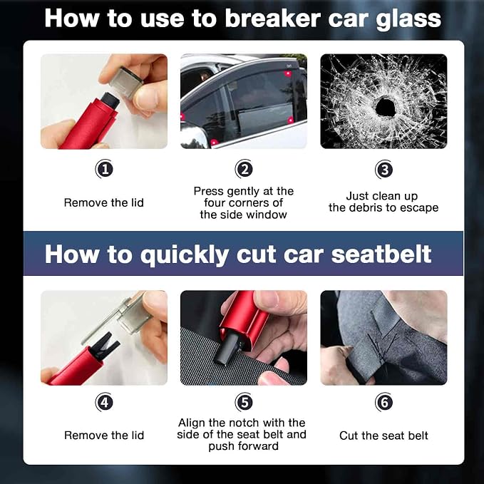 MOTORBUDDY Car Window Breaker Tool, 2-in-1 Window Breaker Seatbelt Cutter, Emergency Glass Breaker and Auto Escape Tool，Car Accessories