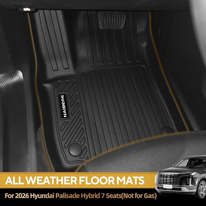Naibeve Floor Mats for 2026 Hyundai Palisade Hybrid 7 Seats (Bucket Seats) | All Weather Custom Fit Floor Mats, Cargo Mat, Backrest Mats, (Not for Gas) Interior Protector accessories