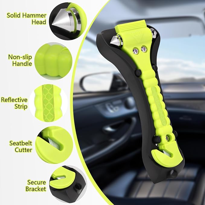 Car Window Breaker, 2-in-1 Emergency Escape Tool with Seatbelt Cutter, Car Glass Breaker for Family Rescue and Traffic Accident Emergency Escape