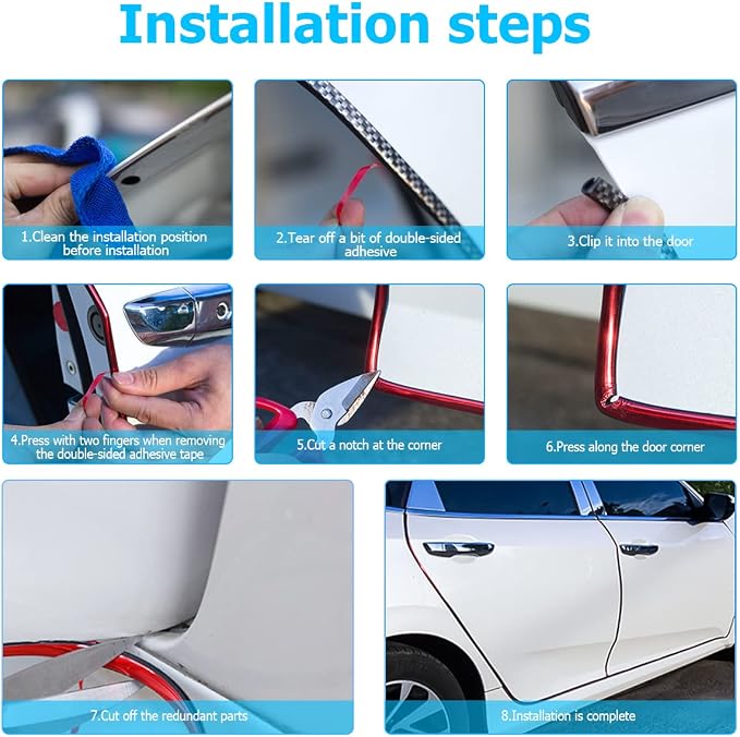 Blilo Car Door Edge Guards, 16Ft U Shape Door Edge Trim, Rubber Molding Auto Door Edge Seal Protector, Anti-Collision Vehicle Protection Accessories Universal for SUV, Truck, Van (Carbon Fiber)