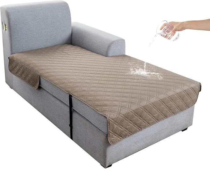 Genina L Shape Couch Cover, Sectional Couch Chaise Covers, Waterproof Washable Sofa Covers for Right L Shape Chaise Lounge, Anti-Slip Sofa Slipcovers for Dogs Cats Pet Friendly(Taupe)