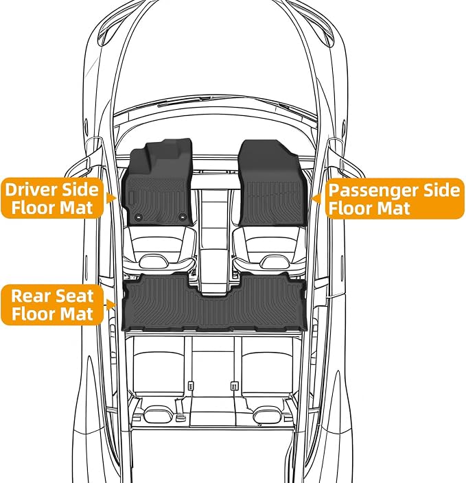 Floor Mats for Toyota Prius 2004-2006 2007 2008, 2005 2009 Prius Floor Mats | NOT Hybrid, NOT for Prius c & Prius v, 2nd Gen Prius TPE Non-Slip Waterproof 1st & 2nd Row